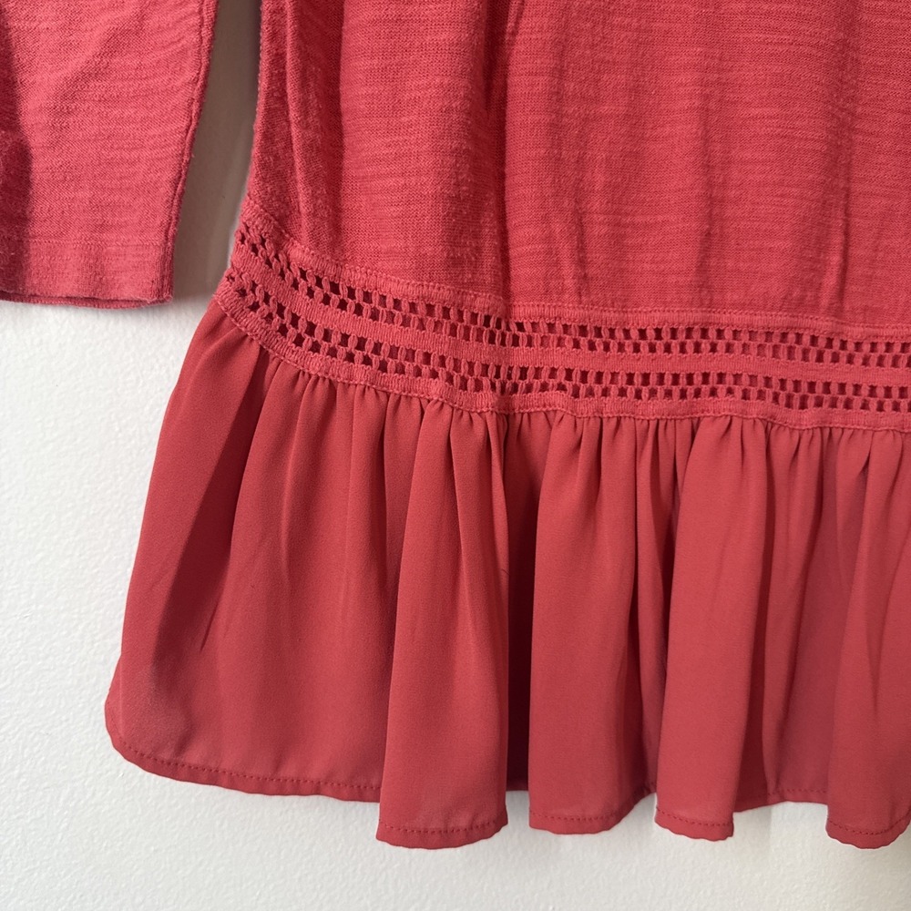 Coral Loft Top Small Business Casual Cottagecore Country Club‎ Vibe 3/4 Sleeve - Picture 2 of 7